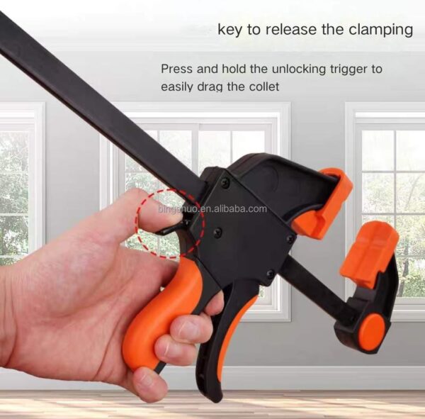 Quick Release Clip Wood Clamp Heavy Duty Carbon Steel Bar Clamp for Carpenter Woodworking Both Internal External Nylon Inch