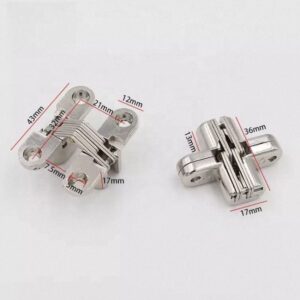 Modern Concealed Cross Folding Hinge Door Hidden Invisible Concealed Hinges for Narrow Side Panels Furniture Hinges