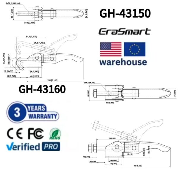 Factory-Issued 1pc Aluminium 43150 Toggle Clamp Measured in Inches - Bild 2