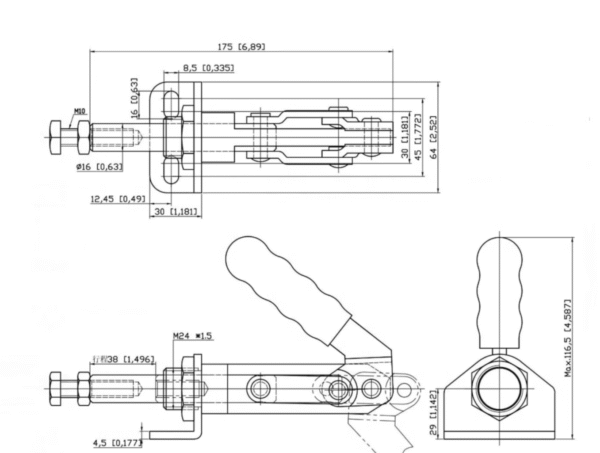 Factory-Issued 1pc Aluminium 30450 Toggle Clamp - imagine 2
