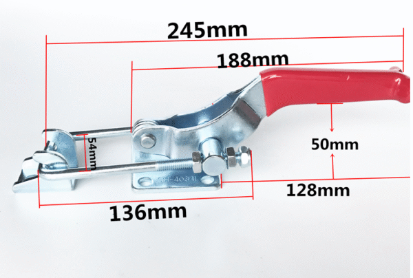 880kgs Self-Locking Hand Tool Horizontal Quick Release Clamp 40341S with Antislip Red Toggle Clamps Steel and Metal Material - Image 3