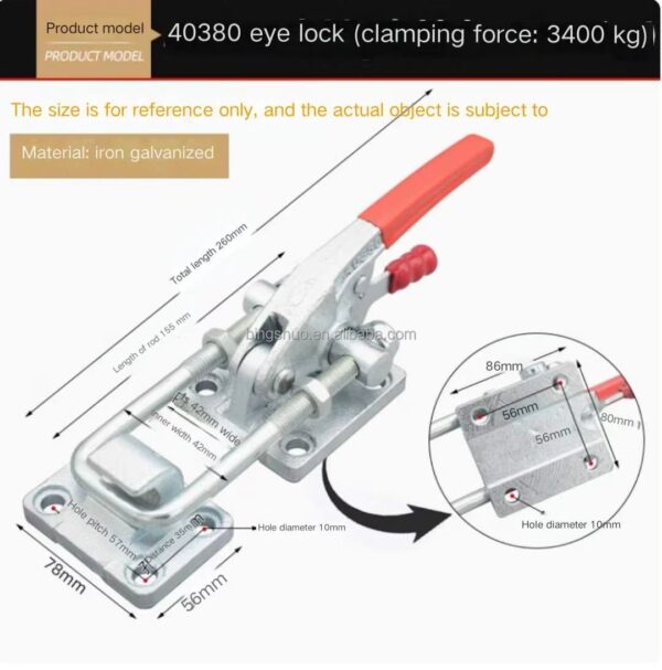Factory Wholesale 1pcs 40380 Stainless Steel Anti-skid Plunger Stroke Mild Steel Zinc Plated Latch Toggle Clamp - slika 3