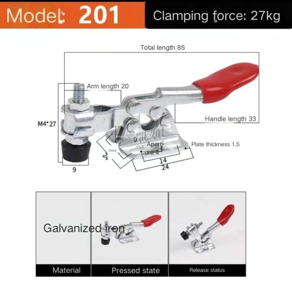 Toggle Latch Hasp Lock Push Pull Quick Heavy Duty Clamp Toggle Clamp Horizontal - Obrázek 3