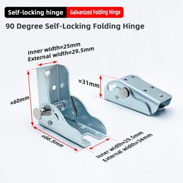 90 Degree Mini Self-Locking Folding Hinge Adjustable Fixed Connector for Table Kitchen Living Room Hinge - Image 3