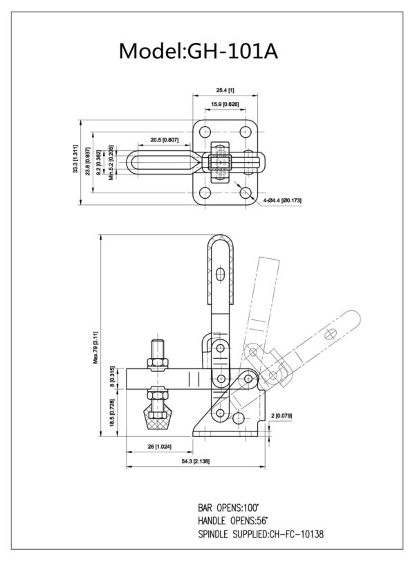 101A Vertical Handle Toggle Clamps Holding Capacity 50kg Hand Tool Fixture Hold Down Toggle Clamp - Image 3
