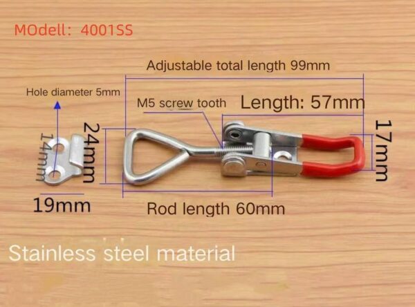 304/316 Stainless Steel Cabinet Adjustable Tool Wooden Box Toggle Draw Latch Bolt With Rivets - Image 3