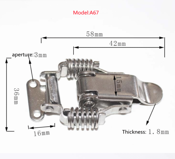 A67 Cabinet Hasp Lock Heavy Duty Hasp and Staples Double Spring Hasp - Bild 4
