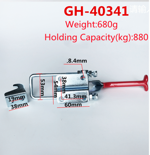 880kgs Self-Locking Hand Tool Horizontal Quick Release Clamp 40341S with Antislip Red Toggle Clamps Steel and Metal Material - Image 4