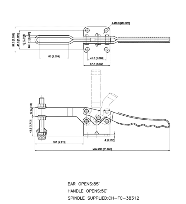 GH-20235 Heavy Duty Quick Release Clamp Wholesale Stainless Steel Galvanized Toggle Latch Adjustable Horizontal Rubber Aluminium - Obrázek 4