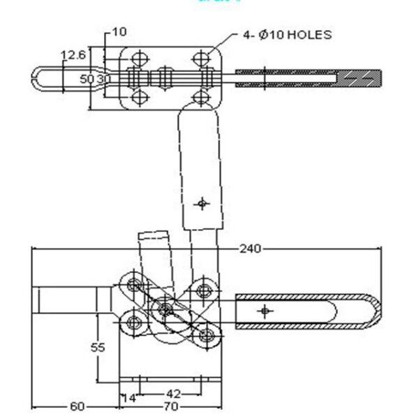 Set of 400kg Vertical and Horizontal Quick-Release Toggle Clamps Inch Measurement System Toggle Clamp System - Image 4