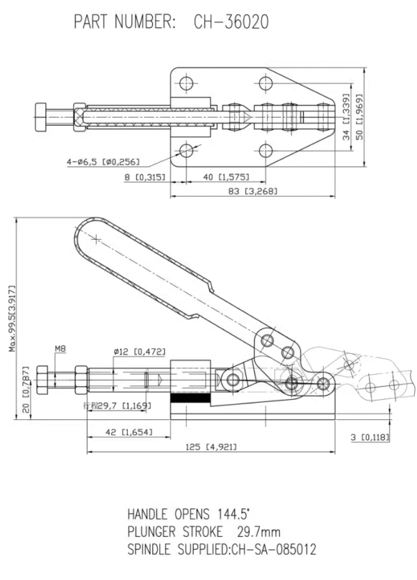 Industrial Metal Hand Tool Toggle Clamp GH-36006 Push Pull Toggle Clamp Inch & Metric Measurement System - Image 4