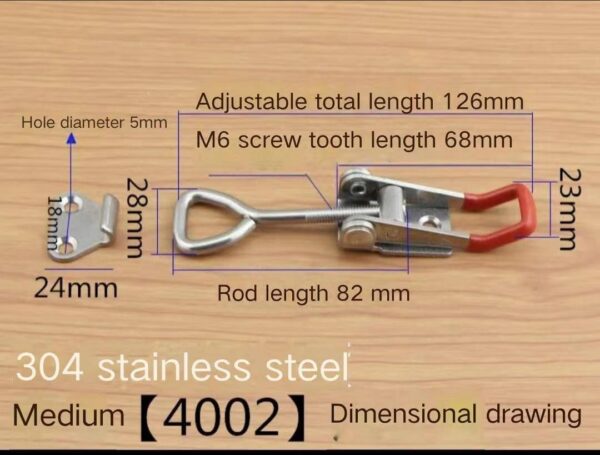 304/316 Stainless Steel Cabinet Adjustable Tool Wooden Box Toggle Draw Latch Bolt With Rivets - Image 4