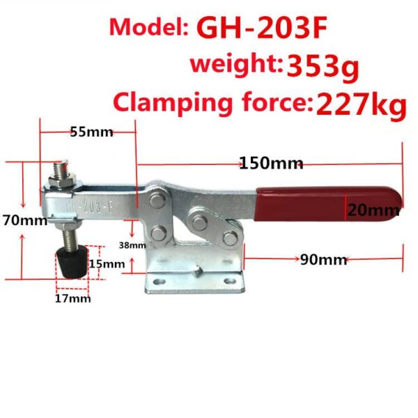 GH-203F Holding Force 227 kg Adjustable Horizontal Toggle Clamp - Imagem 5