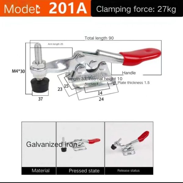 Toggle Latch Hasp Lock Push Pull Quick Heavy Duty Clamp Toggle Clamp Horizontal - Obrázek 5