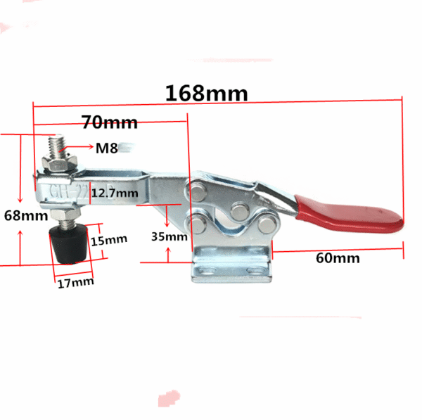 GH-201 201A 201B 201C 225D Adjustable Steel/Metal Horizontal Latch Type Toggle Clamp for Inch Measurement System Cutting Machine - Gambar 5