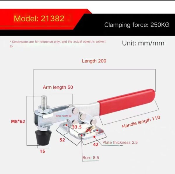 GH-21382 250KG Flange Base Tip Bolt Slide Adjustment Toggle Clamp - Image 5