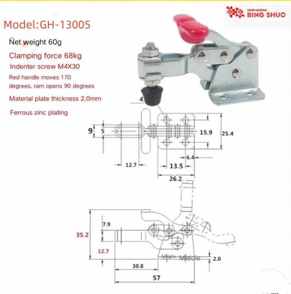 Adjustable Toggl Vertical Toggle Latch Tool Quick Relea Clamp Fitting Tool Clamp Latch Toggl Clamps - 画像 (5)