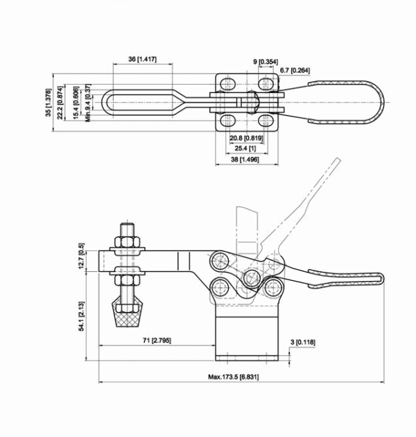 Adjustable Stainless Steel Horizontal Quick Release Clamps Inch Measurement System Latch Type Toggle Clamp - Image 5