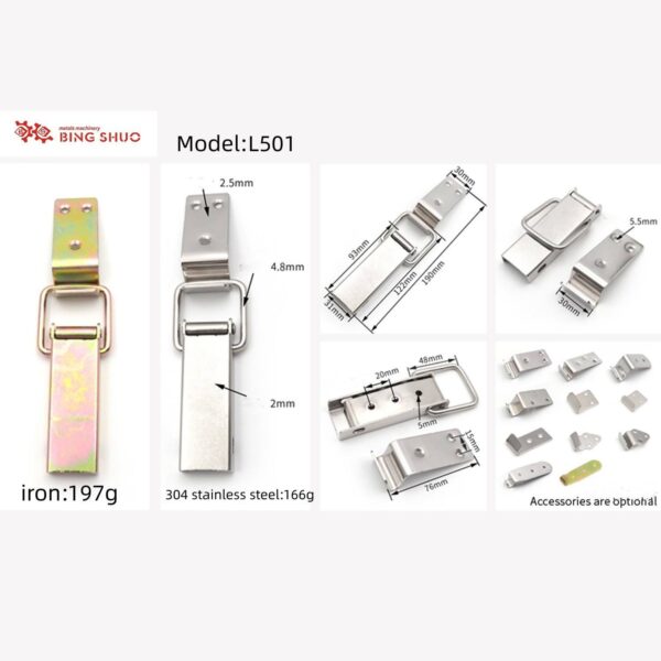 European Style Industrial Toggle Latch Wooden Box L501 Round Shape Round Zinc Steel Hasp Lock Galvanized Finish for Trucks - Obrázek 5