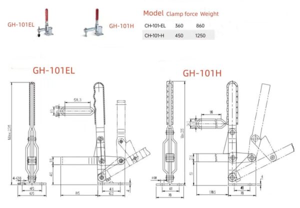 101- H Adjustable Galvanized Vertical Handle Toggle Clamps Solid Wood Industrial Fixing Fasteners - Image 5