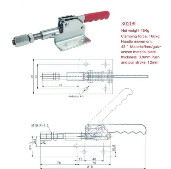 GH-302D High Quality Heavy Duty Push-pull Hand Tool Toggle Clamp — изображение 6