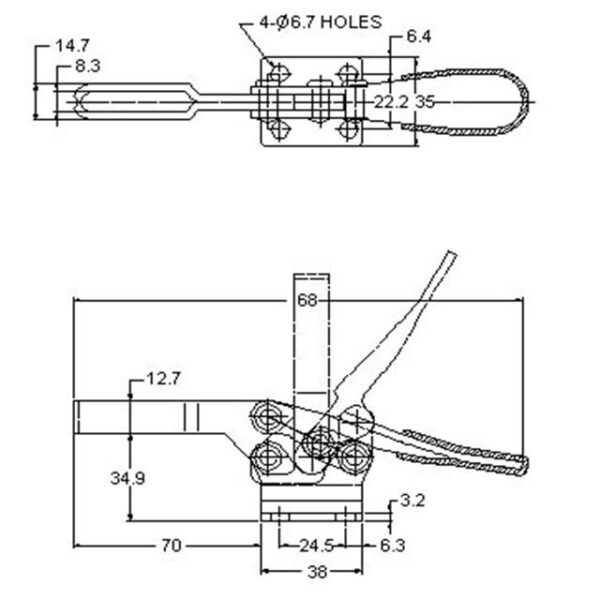 Adjustable Horizontal Push Pull Toggle Clamp Quick Release Stainless Steel Heavy Duty Woodworking Toggle Clamps - Obrázek 6