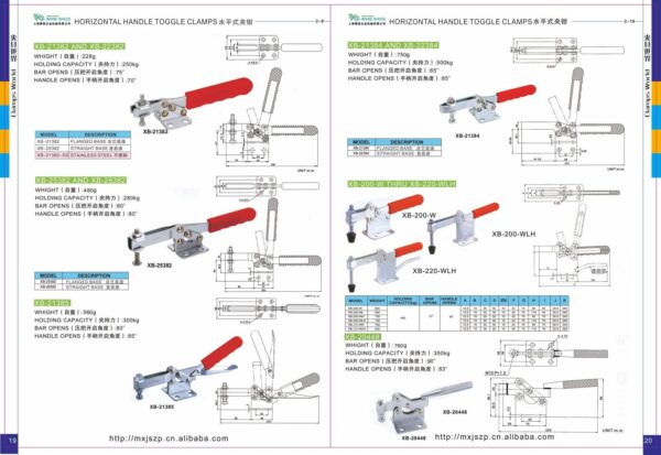 GH-200W 900lbs Adjustable Steel Toggle Clamp Test Fixture Heavy Duty Horizontal Clamp for Inch Measurement System - slika 6