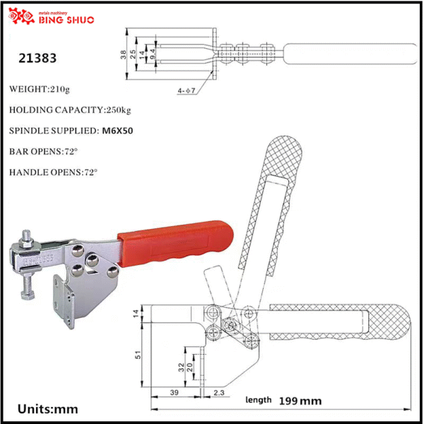 GH-21383 Side Mounting Size 250daN Quick Release Toggle Clamp - Image 6