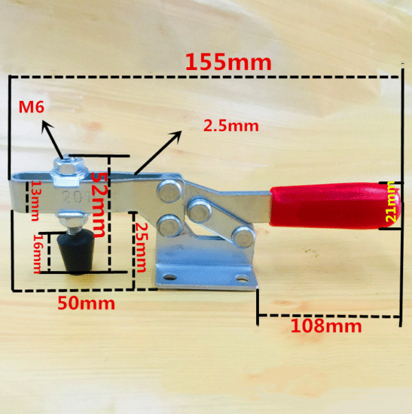 Factory Wholesale 1pcs 201 Stainless Steel Anti-skid Plunger Stroke Mild Steel Zinc Plated Horizontal Toggle Clamp - slika 6