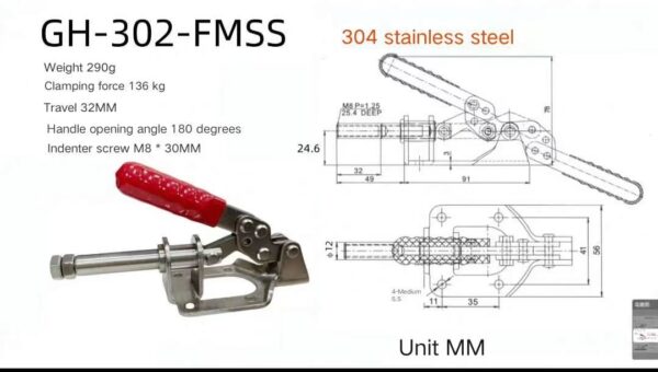 GH-302F High Quality Heavy Duty Push-Pull Hand Tool Toggle Clamp Wholesale Retail Stainless Steel Metal Toggle Latch Inch - Image 6