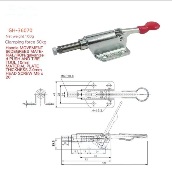 GH-302D High Quality Heavy Duty Push-pull Hand Tool Toggle Clamp — изображение 7