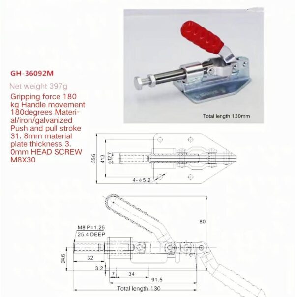 GH-36003 Galvanized Steel Toggle Clamp Push Pull Iron Deformations Latch Customizable Packing Carbon Steel Hardware - Image 7