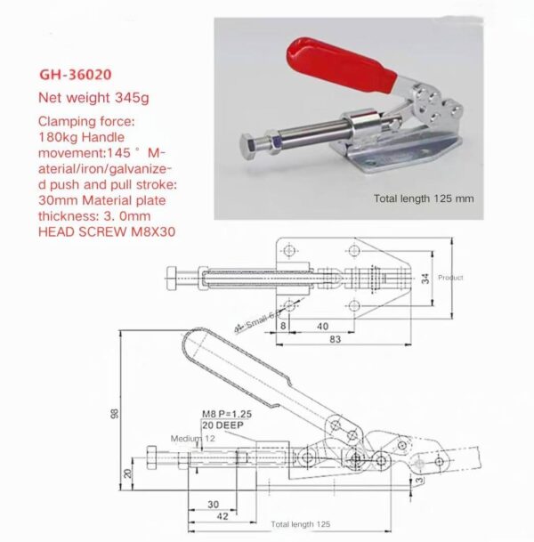 GH36020 Hand Tool Push Pull Toggle Clamp With 180kg Holding Capacity - Image 7
