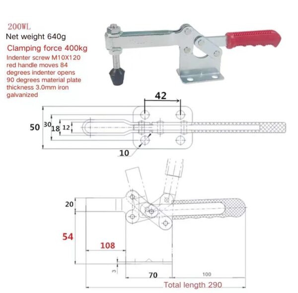 GH-220WLH Horizontal Quick Release Toggle Clamp Steel Iron Hardware Assembly Wood Galvanized Zinc Plated Customizable Packing - Image 7