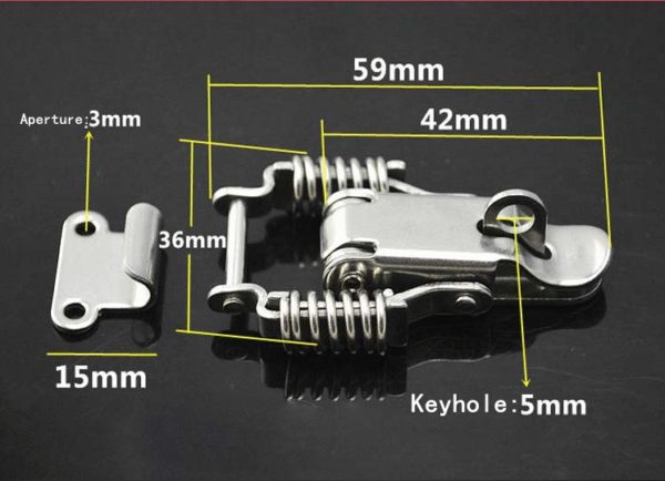 A68 Stainless Steel Spring Claw Latch Toggle Hasp with Key Hole Galvanized Iron Metal Lock Customizable Packing Box Hook Type - Image 7