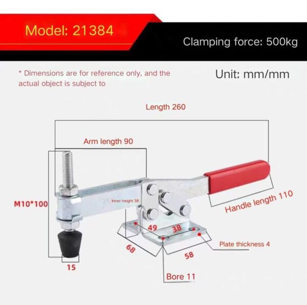 GH-21382 250KG Flange Base Tip Bolt Slide Adjustment Toggle Clamp - Image 7