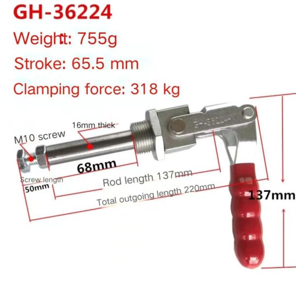 GH36224 Horizontal Push Pull Type Latch Toggle Clamp 318 kg Holding Capacity. - Image 7