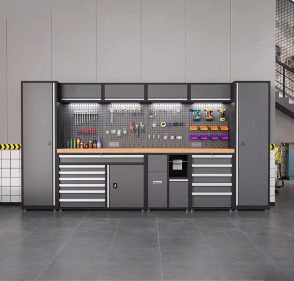 Best-Selling Metal Tool Cabinets with Workbench Garage Cabinets Storage Solution for Workshops and Garages