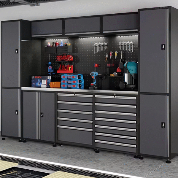 Heavy-Duty Steel Mobile Rolling Tool Box with Wheels Iron Storage Cabinet Workbench for Garage Use