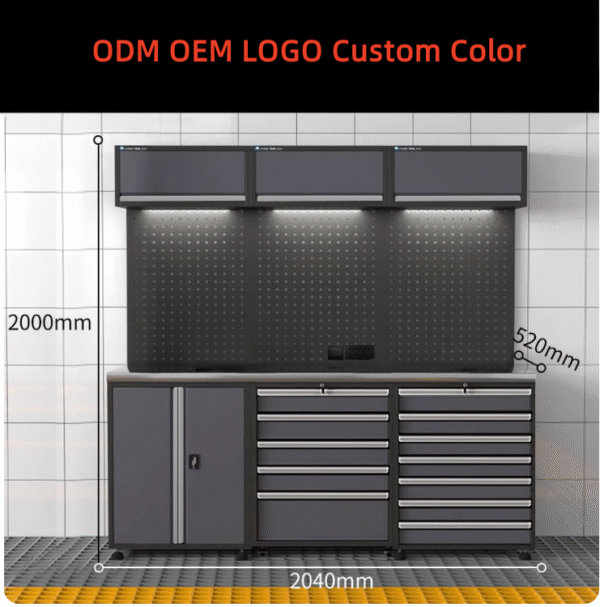 5-Drawer 0.7mm Cold-Rolled Steel Hardware Tool Cabinet 500kg Load Capacity Anti-Dislodging Locks Non-Slip Tool Storage Workshop - Gambar 3