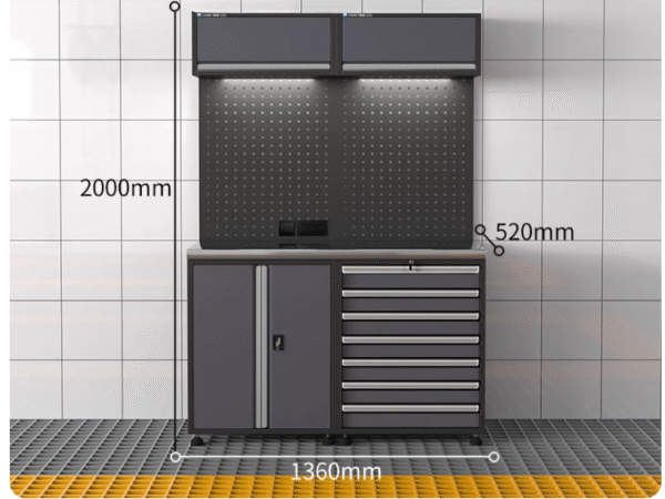 Large Customizable OEM Metal Iron Workbench with Combination Tool Cabinet for Workshop or Garage Storage - Gambar 5