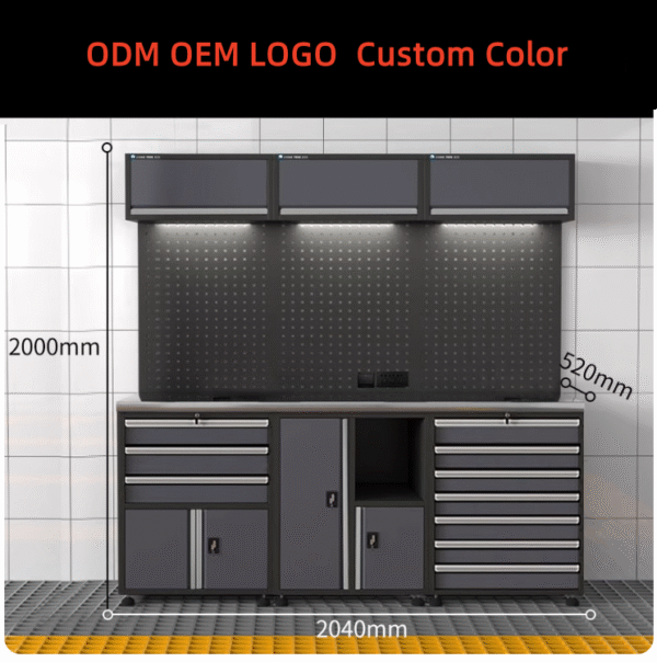 Heavy-Duty Steel Mobile Rolling Tool Box with Wheels Iron Storage Cabinet Workbench for Garage Use - Image 7